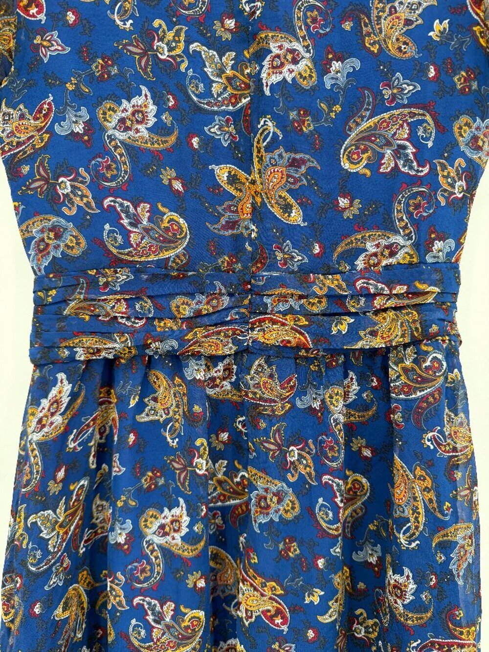NWT Sam Edelman Blue Paisley Fit & Flare Mini Dress Size 6 Sheer Sleeve - Picture 7 of 11